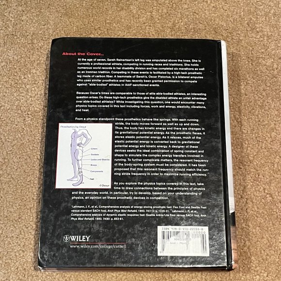 Physics 8th Edition by Cutnell & Johnson Hardcover - Picture 3 of 3